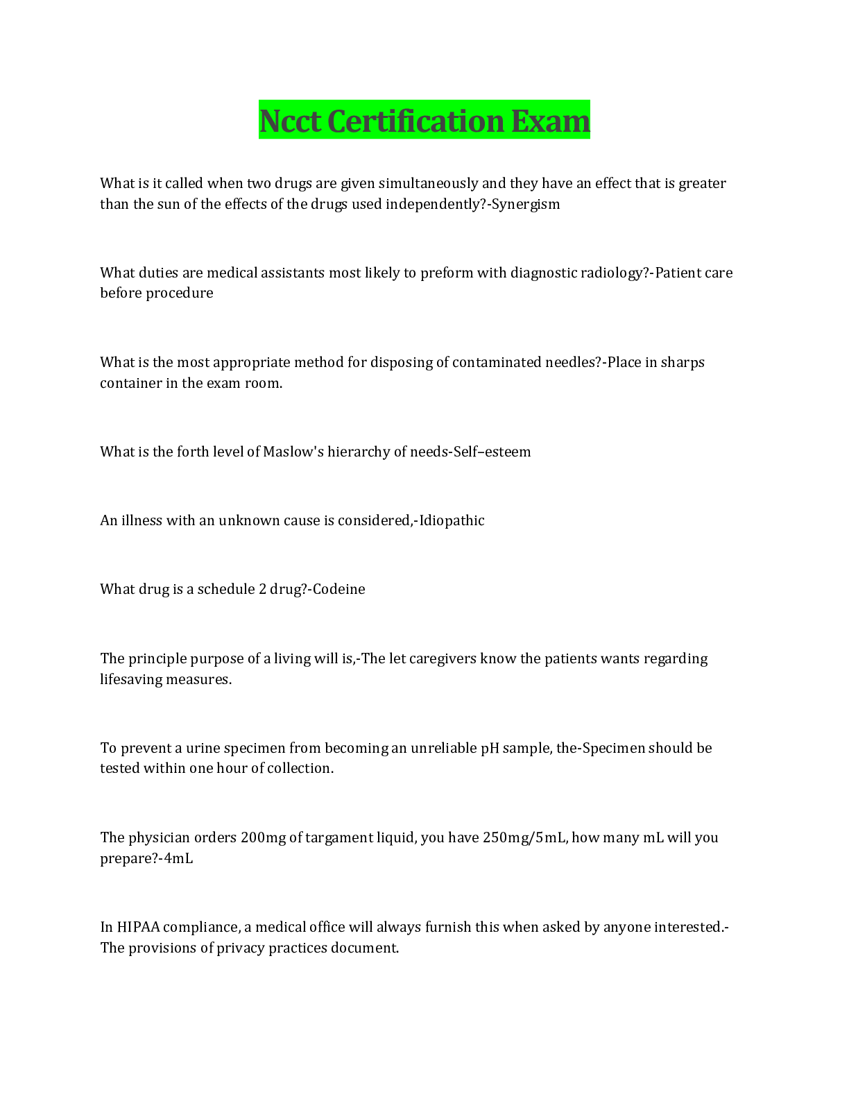 Preview image for Ncct Certification Exam Questions And Answers